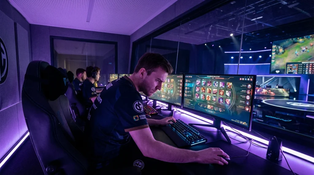 Pantalla de selección de campeones en draft competitivo de League of Legends