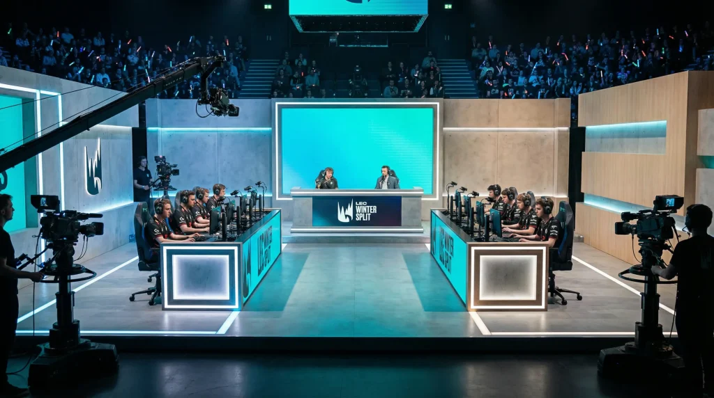 Escenario de la Liga Europea de League of Legends con equipos compitiendo en el split de primavera